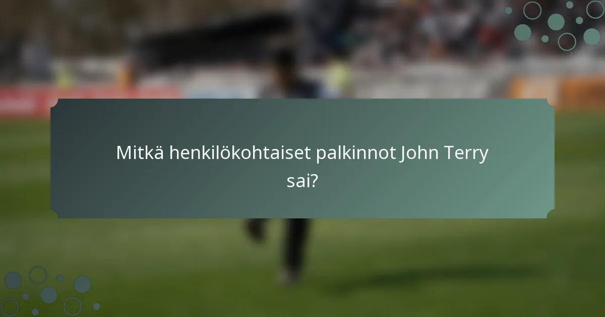 Mitkä henkilökohtaiset palkinnot John Terry sai?